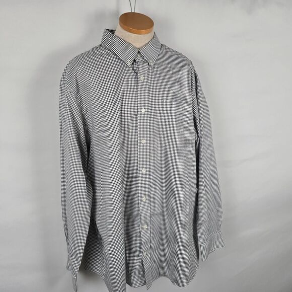Duluth Trading Dress Shirt Men's 2XLT Black White Check Button Collard Cotton - Picture 13 of 16